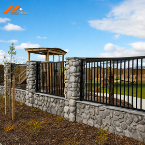 Black Aluminum Pool Fence Panels Decorative <b>Safety</b> Enclosure with Self Closing <b>Gate</b> for Hotel Garden and Courtyard Projects - Product Image 2