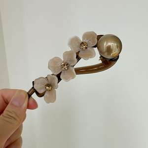 Nouvelles pinces à cheveux rétro à fleurs, barrettes à pression style <span class=keywords><strong>vintage</strong></span>, épingles à cheveux torsadées pour chignon arrière - Product Image 6