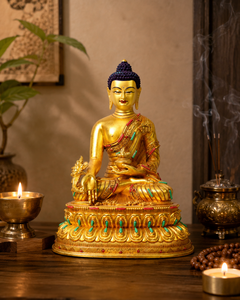 รูปปั้นพระพุทธรูปทำจากทองแดงชุบทองสั่งทำสำหรับวัดบูชา - Product Image 4