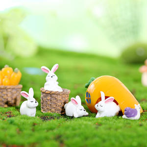 Tierfiguren Nettes weißes Kaninchen Modell Feen garten Miniatur DIY Terrarium/Puppenhaus Dekor, Micro Moss Landschafts zubehör - Product Image 2