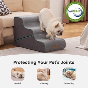 2合1宠物楼梯和坡道 | 可折叠猫狗沙发床梯子 | 可清洗盖，防滑，便携式设计 - Product Image 4