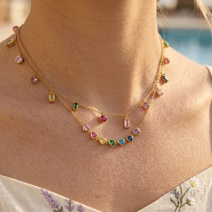 Collana da Donna in Stile Bohémien con Catena in Acciaio Inossidabile Placcato Oro 18K, Ciondolo con Fiore di Cristallo, Perla e Zircone - Regalo di Alta Qualità - Product Image 1