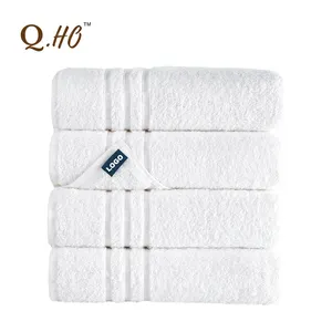 Wholesale Customized Embroidery Logo Handuk High Quality White Towels Sets Spa 100% Organic Cotton Terry Luxury Hotel Bath Towel