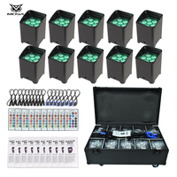 10 Projecteurs PAR LED sans Fil 6x18W à Batterie, avec DMX et Wi-Fi, et Valise de Recharge pour Mariage, Fête ou Bar
