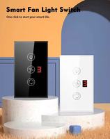 Interrupteur intelligent pour ventilateur de plafond WiFi Tuya, norme américaine, contrôleur de vitesse de ventilateur, compatible avec l'application Smart Life, Alexa, Google Home, OEM