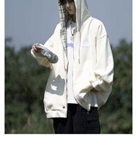 Sweat à capuche zippé court en coton épais 100 % pour homme, qualité supérieure 500 g/m², coupe ample, idéal pour l'hiver