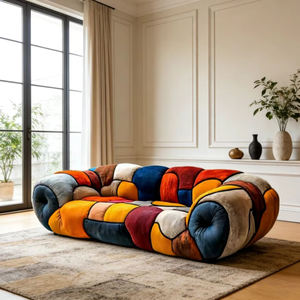 Sofá de Terciopelo de Tela Colorida de Lujo <span class=keywords><strong>Picasso</strong></span> Elements, Estilo Villa, Diseño Moderno, Relleno de Espuma de Alta Resiliencia, Sofá para Sala de Estar - Product Image 2