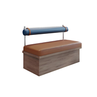Ensemble de meubles de restaurant modernes en bois massif et rotin avec un design doux pour une utilisation en extérieur dans les hôtels et les cafés - Table et chaises à manger