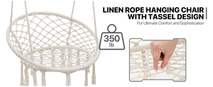 كرسي معلق داخلي بحبل من القطن والفناء سلة معلقة بشرابة أرجوحة كرسي أرجوحة - Product Image 4