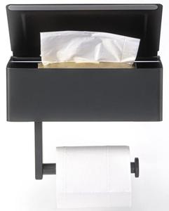 Wall Mounted Stainless Steel Modern Matte Black Toilet Paper Holder with <b>Shelf</b> for Bathroom - Product Image 5