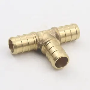 Lead free 1/2" brass compressiom barb pipe 90 degree tee straight coupling fitting
