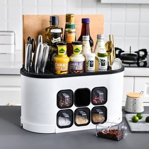 <span class=keywords><strong>Scaffale</strong></span> da <span class=keywords><strong>Cucina</strong></span> Multifunzione, Ripiani Rimovibili, Organizzatore per Armadietto, Portaspezie in Plastica - Product Image 3