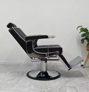 Silla de Barbero Negra de Alta Calidad, Cuero Sintético con Ruedas para Barberos Altos - Product Image 3