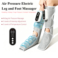 Masseur de jambes et de pieds sans fil à compression d'air avec chaleur - Masseur portable rechargeable sans fil pour mollets avec airbag et pétrissage