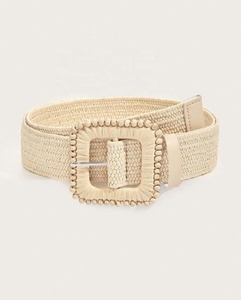 Venta al por mayor Boho elástico tejido PP cinturones <span class=keywords><strong>de</strong></span> paja para las mujeres vestido colorido madera con cuentas hebilla redonda <span class=keywords><strong>rafia</strong></span> cinturones <span class=keywords><strong>de</strong></span> cintura elásticos - Product Image 6