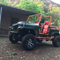 Vente promotionnelle : Mini Jeep 4 places, design rouge et noir, buggy de plage, 300cc, 4 roues motrices, essence