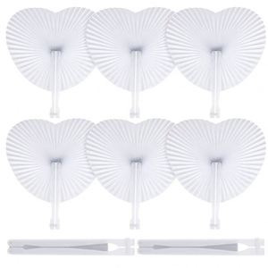 Abanicos de Mano Plegables de Plástico con Forma de Corazón Redondo y Logotipo Personalizado, con Asa, para Bodas, Pintura DIY - Product Image 3