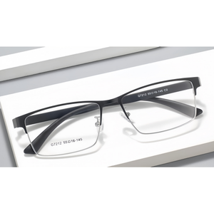 แว่นตาอ่านหนังสือกรอบโลหะสไตล์ลำลองสำหรับผู้ชายกรอบแว่นแฟชั่นใหม่กึ่งไร้ขอบพิมพ์ลายสายตาสั้นแนวธุรกิจ - Product Image 1