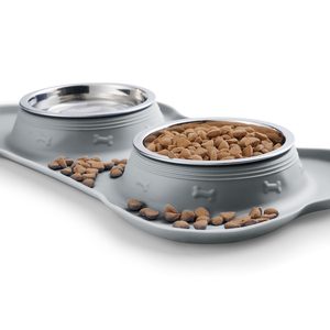 Tigelas para Cães em Aço Inoxidável 2 Peças, Tigela Antiderrapante em Silicone e Alimentador para Animais de Estimação Pequenos e Médios - Product Image 4