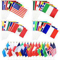 Haute Qualité Main Drapeaux Promotion En Gros 14*21cm Petite Taille En Plastique Bâton Décor Activité Drapeaux Personnalisé Polyester Main Drapeau EAU