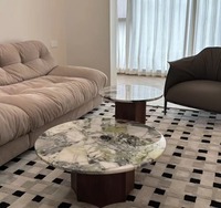 Mobilier de maison en pierre personnalisé pour salon table basse de luxe en marbre blanc double marbre