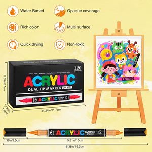 Juego de Marcadores Líquidos de Doble Punta con 168 Colores, Rotulador de Punta Suave para Dibujo Artístico para Estudiantes, Nuevo Marcador Acrílico Líquido de Punta Recta - Product Image 4