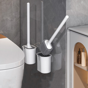 Juego de escobillas de silicona para inodoro montadas en la pared y de pie, herramienta de limpieza de baño con base, incluye cepillo para inodoro - Product Image 2