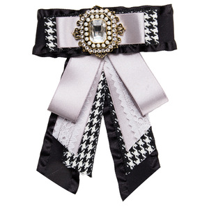 Jachon Fashion perle multicouche gros grain dentelle nœud broche strass diamant nœud de cou nœud papillon nœud papillon pour filles - Product Image 4