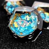 Set Dadu RPG Berkilau Glitter Shinny Board Game Polyhedral untuk Permainan Meja DND, Cocok untuk Penggemar Game