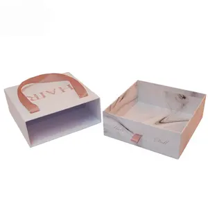 Luxury Custom Logo Print Cosmetic Hair Bundle Extension Storage Pack Drawer Box Gift Wig Packaging Hair Box with Ribbon Handle