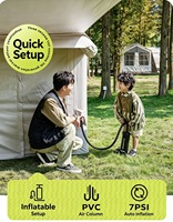 Tente de camping gonflable, tente portable épaissie imperméable pour l'extérieur, 1 chambre 1 salon, tente auvent intégrée raffinée