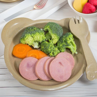 Assiette plate en fibre végétale saine, motif panda de dessin animé, écologique, en coque de riz, pour enfants, marque KAIXIN, OEM/ODM