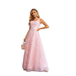 Fabricante listo para enviar flor Gala fiesta desgaste mujeres lentejuelas encaje espalda vestidos de graduación elegante vestido de noche largo - Product Image 1