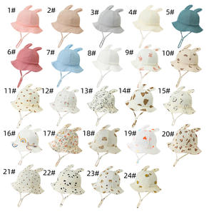 Sombrero de cubo plisado de gasa para bebé recién nacido, sombrero de pescador con estampado bordado 3D, orejas de conejo, <span class=keywords><strong>protector</strong></span> <span class=keywords><strong>solar</strong></span>, verano, informal, 0-12M - Product Image 2