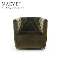 Fauteuil pivotant capitonné de luxe en diamant, design moderne, tissu vert foncé, artisanal, durable, pour salon, mobilier de maison