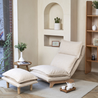 Fauteuil d'appoint moderne et minimaliste à dossier haut, éco-responsable, avec pieds en métal durables, assise en velours rembourrée et inclinable, idéal pour hôtel, maison, bureau, bar, salle.