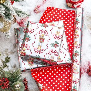 Silver Christmas <b>Wrapping</b> <b>Paper</b> Reversible Red Nutcracker Pattern 17 In X 32.8 Ft Metallized <b>Paper</b> For Holiday Gift <b>Wrapping</b> - Product Image 2