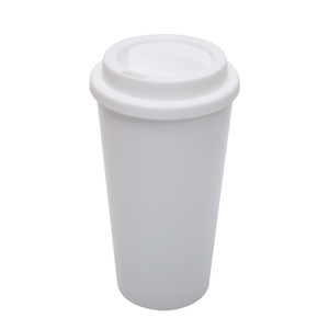 Shang Kou Ai Reusable Plastic Coffee <b>Cup</b> 16oz Double Wall Macaron Color Travel Drinkware for Men Women - Product Image 3