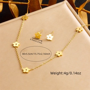 Flower Jewelry <b>Set</b> Stainless Steel Gold Plated Necklace Earrings <b>Bracelet</b> Women's Fashion Accessory - Product Image 4