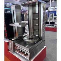 Nouvelle conception de machine à découper la viande verticale automatique pour shawarma, en acier inoxydable, 4 brûleurs au gaz/électrique