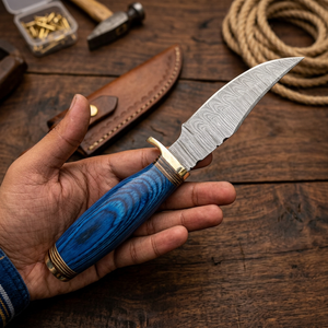 Cuchillo de Caza de Hoja Fija para Exteriores, Acero de Damasco, Punta Caída, Mango de Madera, Borde Recto, Dureza 58-60HRC, 3 Años de Garantía, OEM - Product Image 4