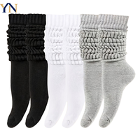Chaussettes mi-mollet pour femmes en noir, blanc et gris, couleurs unies, chaussettes simples et polyvalentes pour le printemps et l'automne