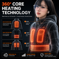 Veste bomber chauffante TAJARLY 7.4V pour homme, fine, 5 zones chauffantes, contrôle de la température à 3 niveaux, veste chauffante électrique, batterie 15000mAh