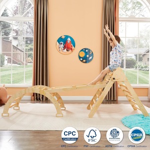 Wooden Climbing <b>Frame</b> For Toddlers Foldable Triangular Indoor <b>Play</b> Structure Balance Motor Skills Development Unisex - Product Image 3