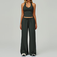 Lcool personnalisé femmes vêtements athleisure survêtements femmes jambe large Joggers pantalon ample femme danse ensembles tenue 2 pièces ensemble