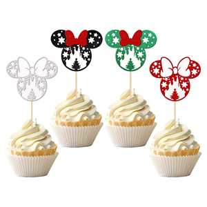 Litière <span class=keywords><strong>Minnie</strong></span> Mouse inspiré Noël Cupcake Toppers Cupcake Picks Décorations pour Joyeux Noël Thème Fête Fournitures - Product Image 1