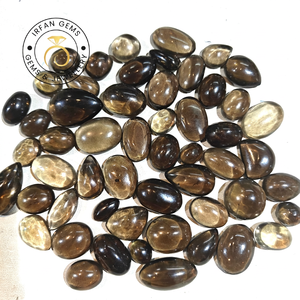 Lot en gros de cabochons en quartz fumé, vendus au poids, avec différentes formes et tailles, utilisés pour la fabrication de bijoux. Lot de pierres en quartz fumé. - Product Image 4