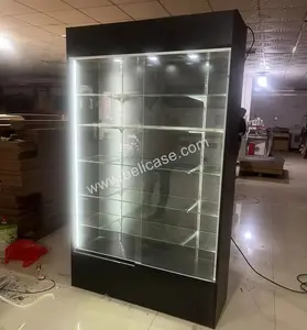 低价玻璃展示柜带led灯和锁墙陈列柜零售店家具木柜