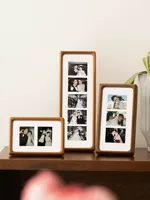 Bingkai Foto Instax Mini 3-Jendela Kreatif dari Kayu Solid Buatan Tangan Warna Teak Kolase Strip Film Pasokan Langsung Pabrik