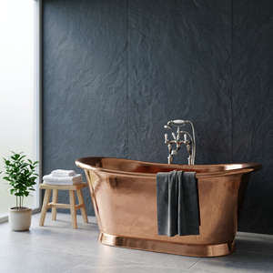 Bañera Independiente con Acabado en Cobre, Bañera de Metal Sólido, Bañera Ovalada para Baño, Spa, Villa u Hotel - Product Image 1